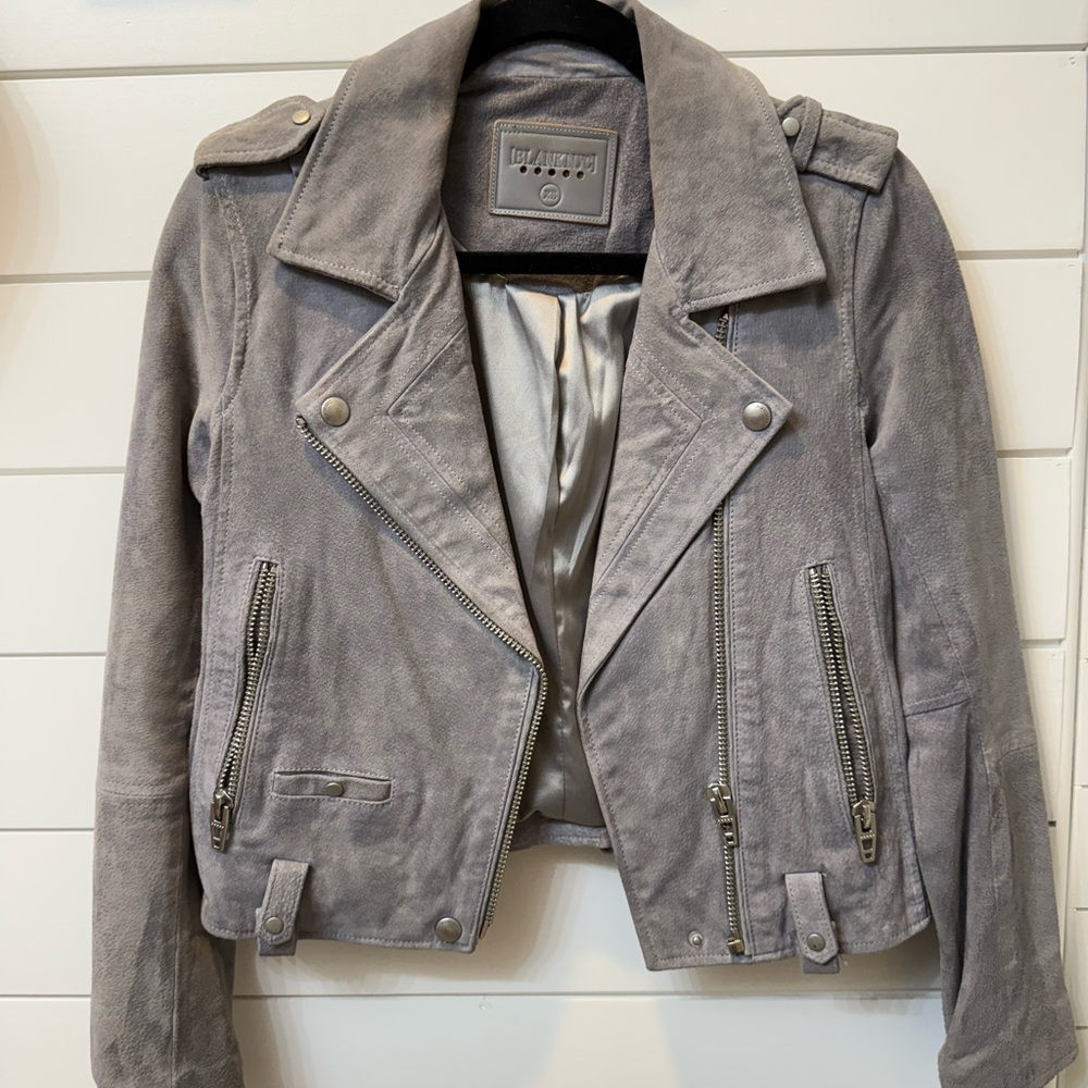 Blank NYC Light Gray Suede Leather Jacket